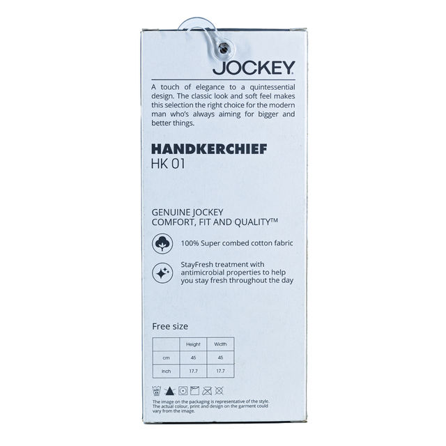 Jockey Men's Solid Cotton Handkerchief | White - Free Size