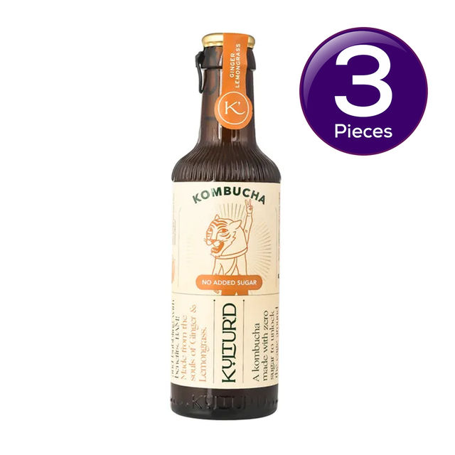 Kultur'D Kombucha Ginger Lemongrass Kombucha (Zero Added Sugar) 220 ml X 3 Combo