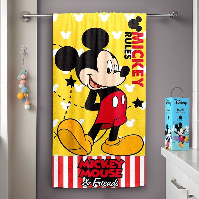 Sassoon Disney Mickey Mouse Cotton Towel For Kids | Yellow | 60 x 120 cm