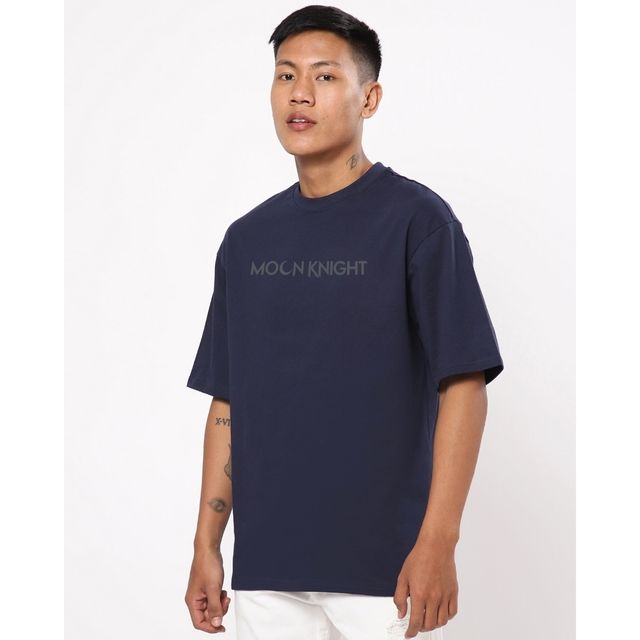 Bewakoof Marvel Merchandise Men's Moon Knight Graphic Printed Oversized T-shirt | Blue - M