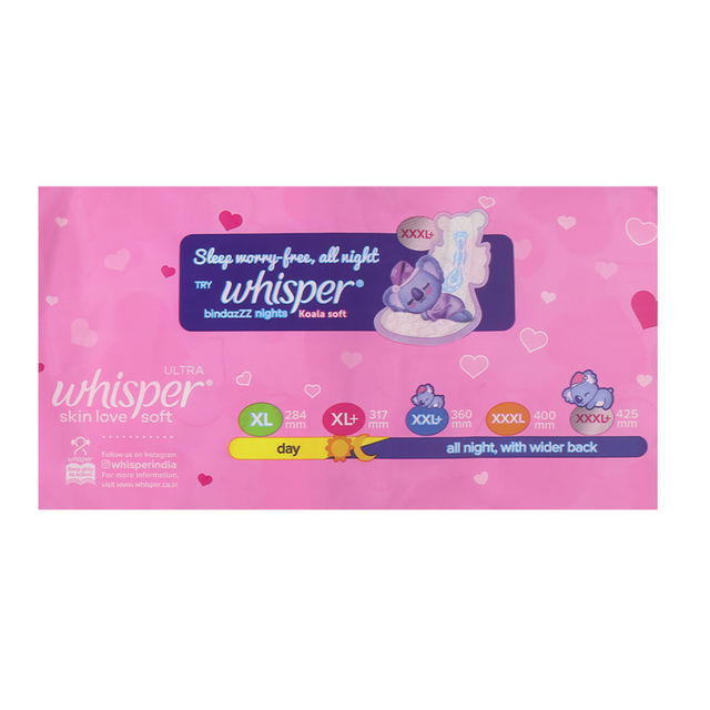 Whisper Ultra Soft Sanitary Pads - XL+