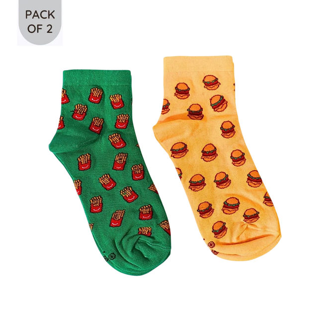 Thela Gaadi Unisex Patterned 78% Cotton, 17% Spandex, and 5% Elastic Ankle Socks | Assorted