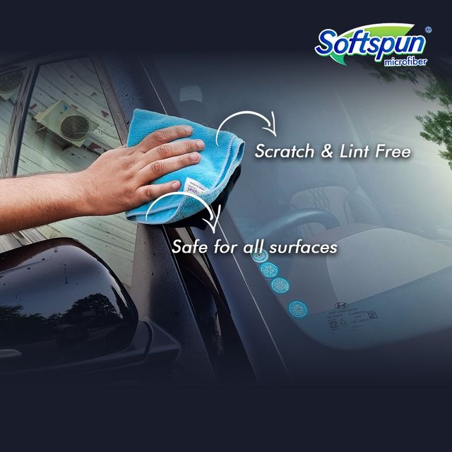 Softspun Microfiber Cleaning Cloths (220 GSM, 30x30cm, 6pc, Multicolor/Assorted)