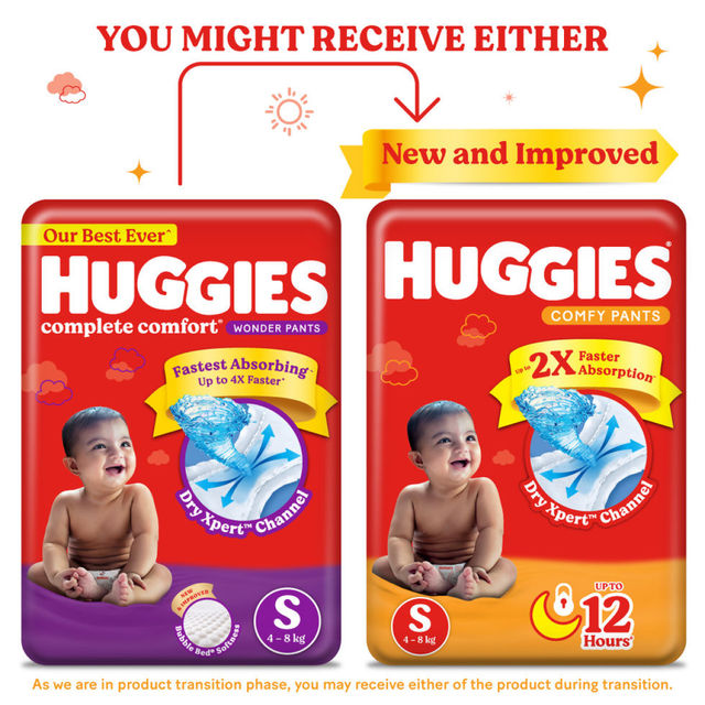 Huggies Comfy Diapers Pant For Kids | White | S (4 - 8 kg)
