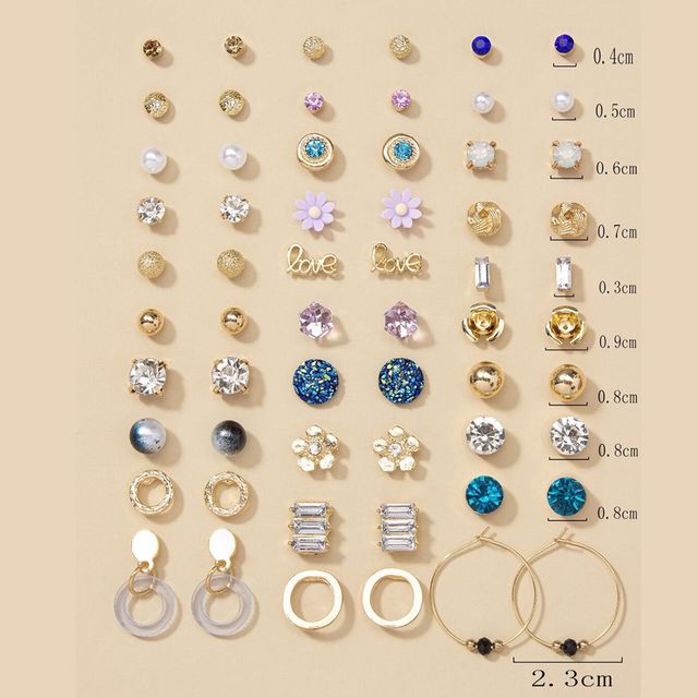 Jewels Galaxy Gold-Plated Frequesnt-Use Multicolor Stud Earrings (1 Pack 60 Pieces)