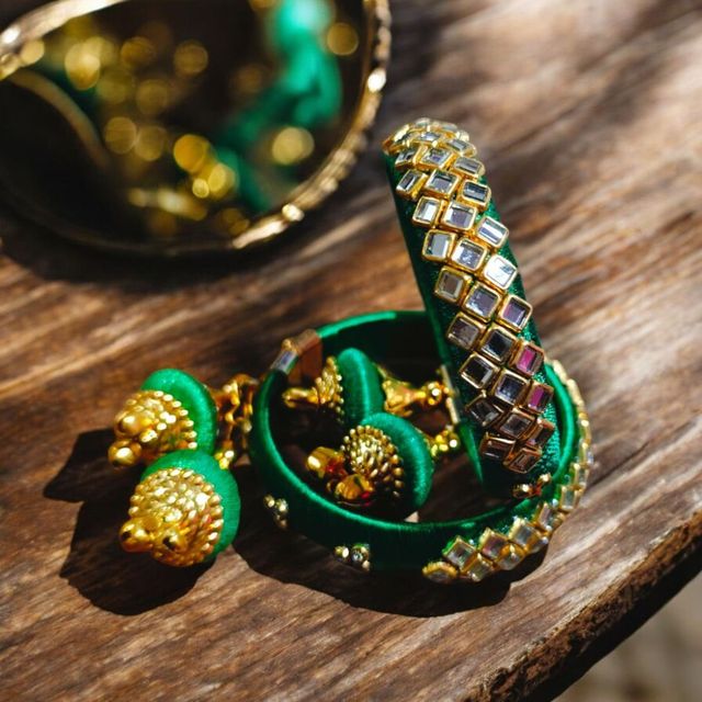 House Of Festivals Designer Bangles with Silk Thread Work - Gift for Mother's Day