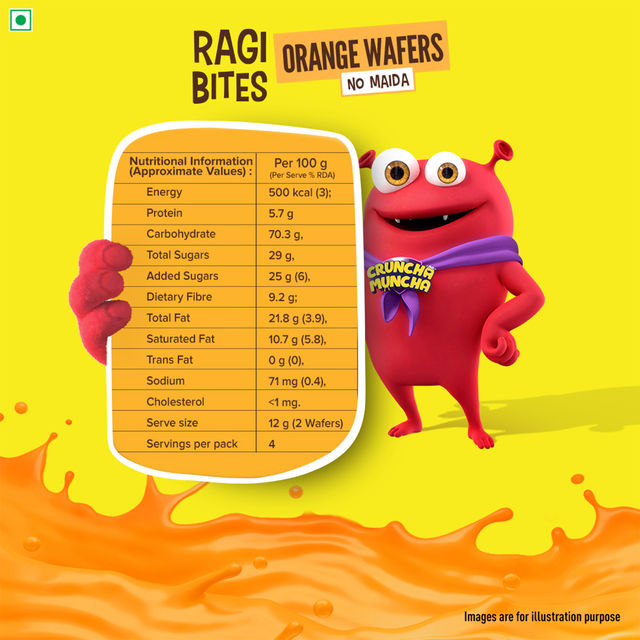 Tata Soulfull Ragi Bites Orange Wafers, No Maida, Wholesome Snack for Kids & Adults