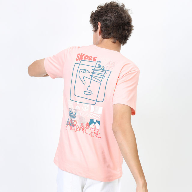 house on the hill ピンク Tシャツ　80 London Hills Printed Women Round Neck Dark Green, Pink T-Shirt