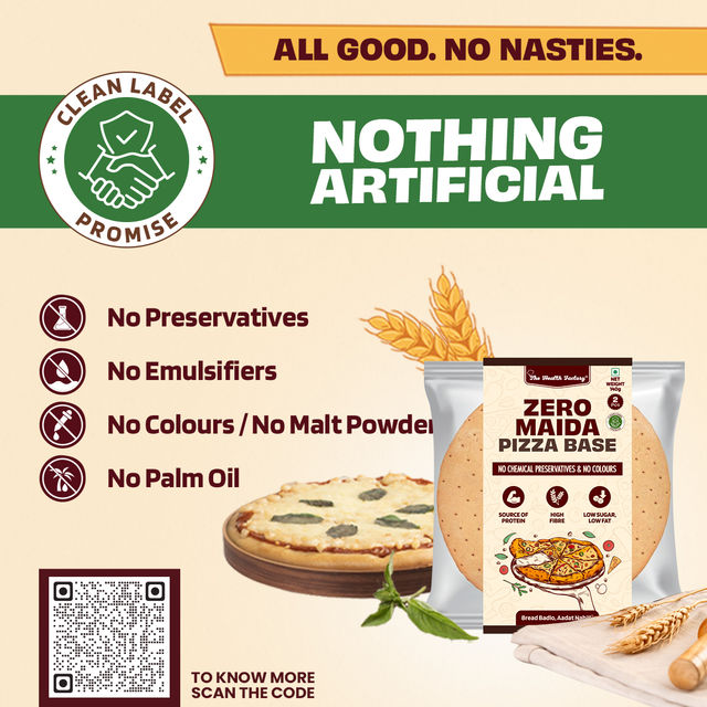 The Health Factory Zero Maida Pizza Base | Clean Label - Not Brown