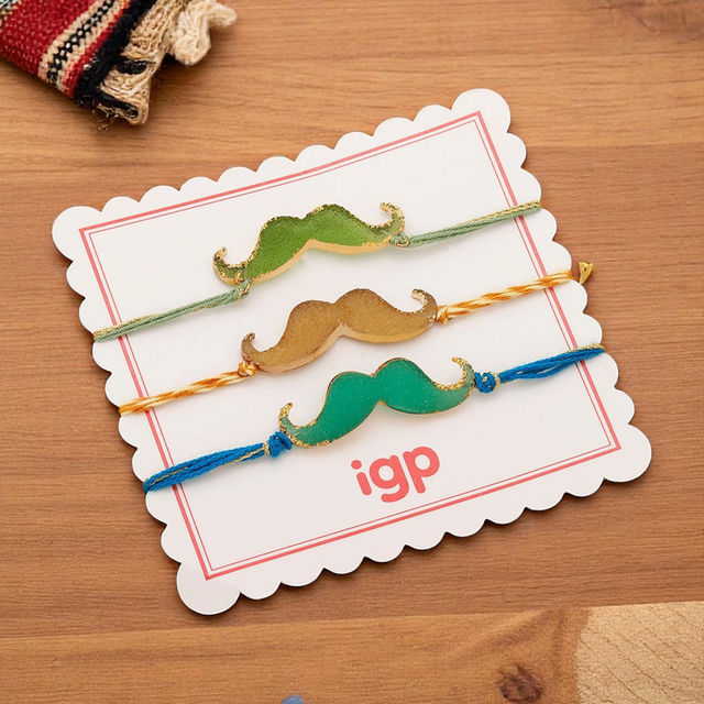 IGP Moustache Shaped Rakhi | Set of 3 - Fun and Trendy