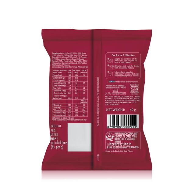 ITC Right Shift Millet Oatmeal | High Protein & Fibre, No preservative | Sweetened with Jaggery