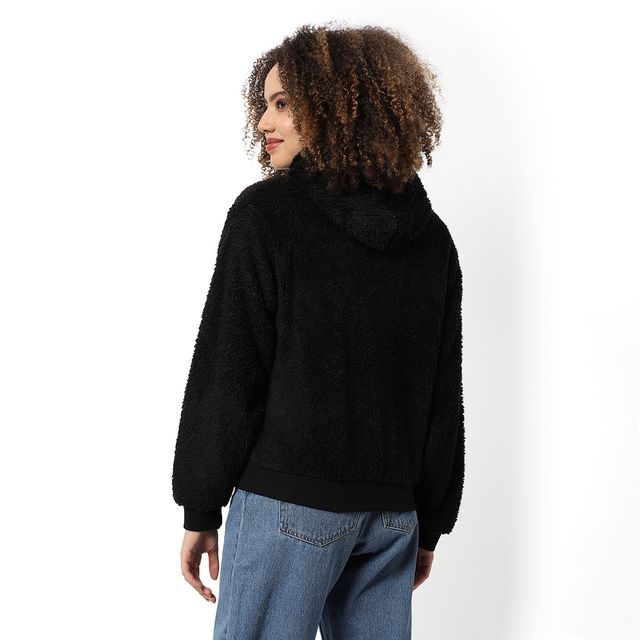 Campus Sutra Women's Stylish Hoodie | Black - XL