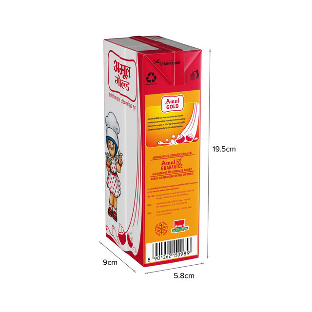 Amul Gold Homogenised Standardised Milk (Tetra Pack) 1 l Combo