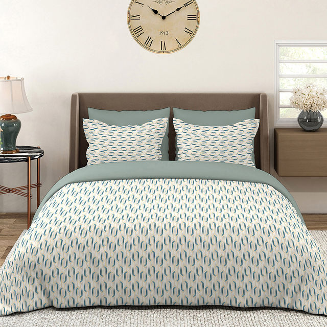 Layers Home Easy 100% Cotton 144 TC Blue & Grey Double Bedsheet with 2 Pillow Covers