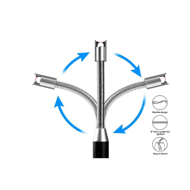 Soham USB Rechargeable Electric Lighter | Flexible Neck | Flameless Windproof Lighter | Black