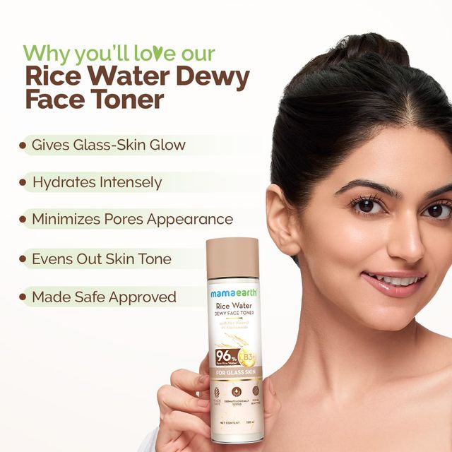 Mamaearth Rice Water Dewy Face Toner With Rice Water & 4% Niacinamide For Glass Skin Men & Women