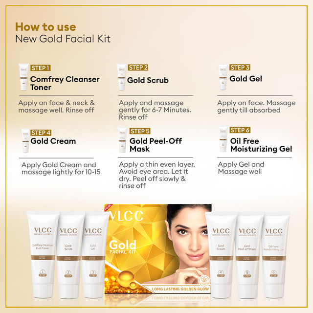 Vlcc Gold Facial Kit For Luminous & Radiant Complexion(60gms) & Vlcc Pedicure-Manicure Hand & Foot Care Kit(1pc) Combo