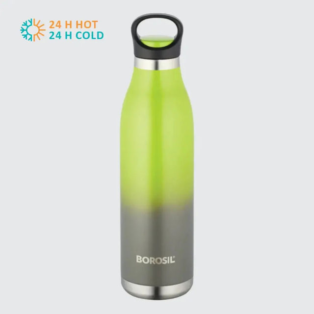 Borosil Stainless Steel Hydra Colourcrush Vacuum Insulated Flask Water Bottle - 700 ml | Green