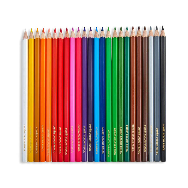 Camlin Colour Pencils Assorted Pack Of 24 Shades With Sharpener, Full Size