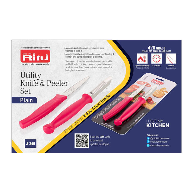 Ritu Utility Knife & Peeler Set (Colour May Vary)