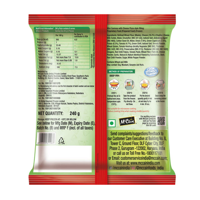 McCain New Mini Samosa With Cheese Pizza Style Filling 240 g Combo
