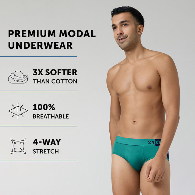 XYXX Dualist IntelliSoft Micro Modal Solid Brief | Men's Innerwear | Pack of 2 | Multicolored- S