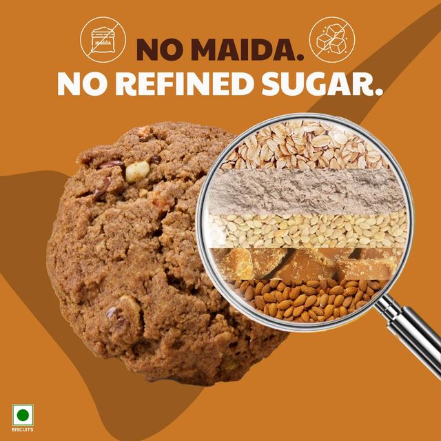 ITC Right Shift Jaggery Ragi 0% Maida Cookies | 0% Refined Sugar | With Nuts and Seeds