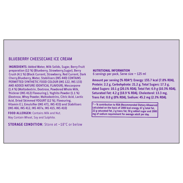 Hocco Blueberry Cheesecake Ice Cream Tub