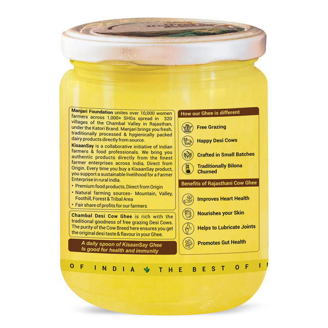 KisaanSay Chambal Desi Cow Ghee - Bilona Churned 500 ml X 2 Combo