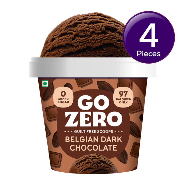 Go Zero Belgian Dark Chocolate Low Calorie Guilt Free Ice Cream Cup 100 ml Combo
