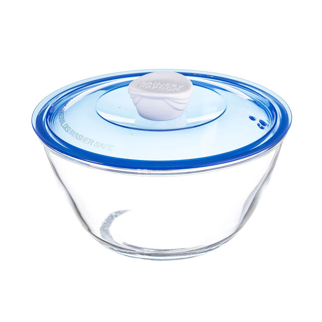 Sanjeev Kapoor Kingston High Borosilicate Mixing Bowl -Bluelid 1 L - Set Of 1 Pcs