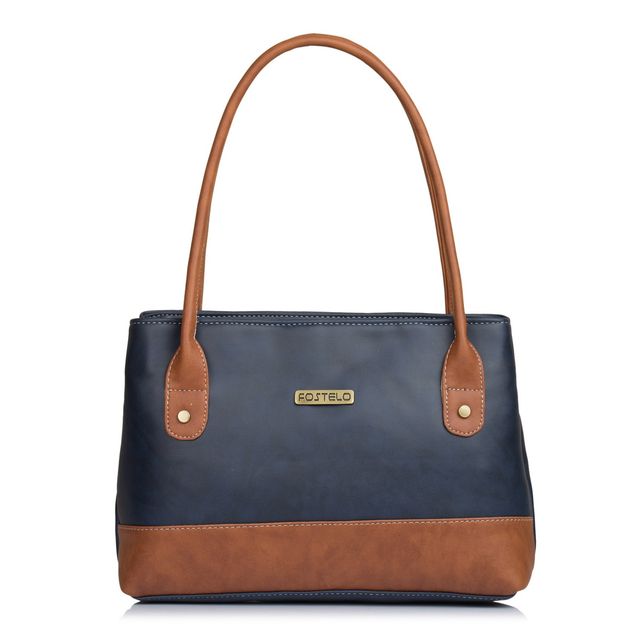 Fostelo Women's Vegan Leather Zara Handbags Shoulder Hobo Bag Ladies Purse | Blue | Medium
