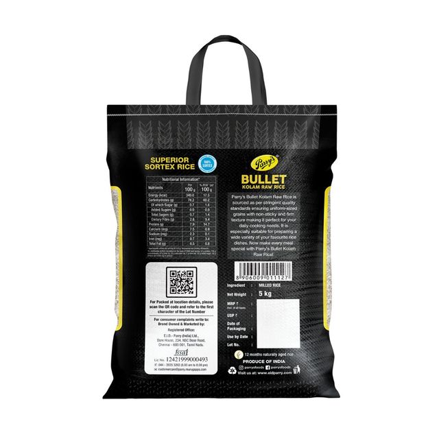 Parry'S Bullet Kolam Raw Rice (5kg) & Parrys White Label Sugar (5kg) Combo