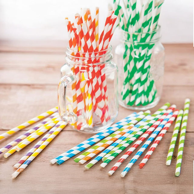 Vinay Trading Disposable Paper Straw - 6 mm | Assorted Color and Design