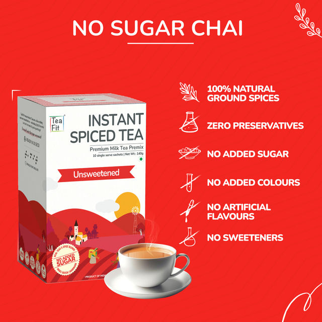 TeaFit Instant Spiced Tea Premix Unsweetened 140 g Combo