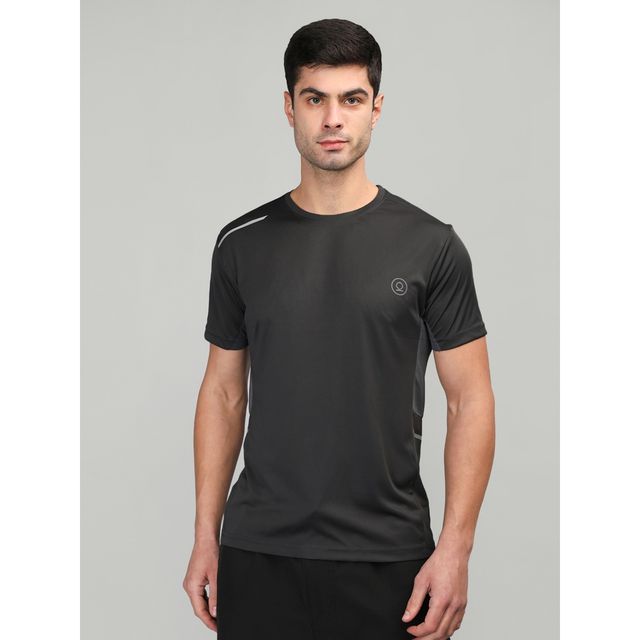 Chkokko Men's Solid Regular Fit Sports T-shirt | Black - L