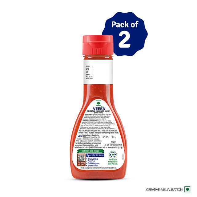 Veeba Sriracha Chilli Hot Sauce (320g) Combo | Pack of 2