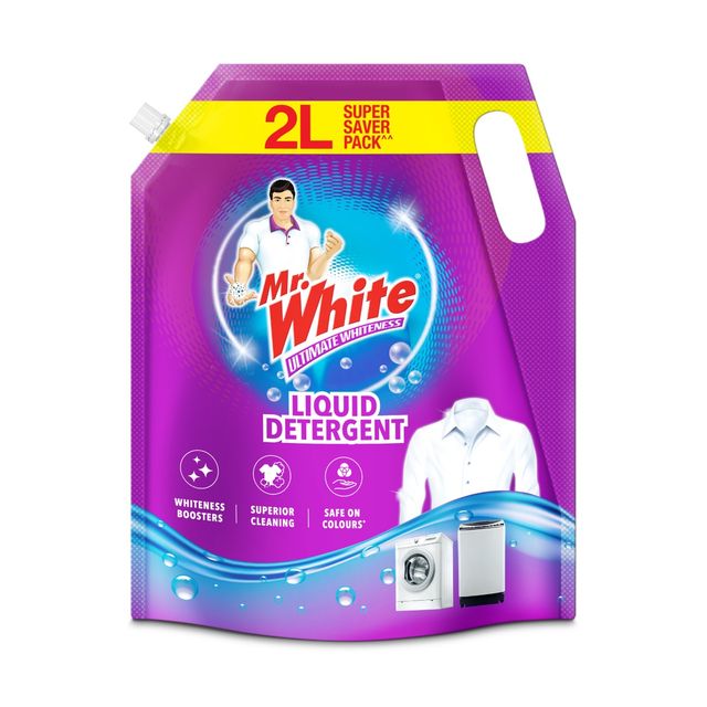 Mr. White Liquid Detergent | Ideal For Front Load | Top Load Machines | Bucket Wash