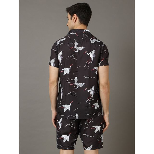 Bushirt Men's Co-ord Set | Flamingo Black - L