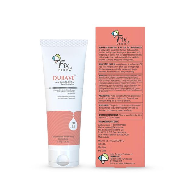 Fixderma Durave Acne Control Moisturizer - Oil-Free with Glycolic Acid