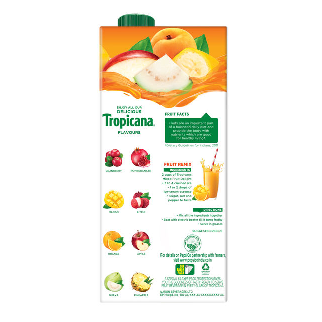 Tropicana Mixed Fruit Delight Juice Tetrapack 1 l Combo