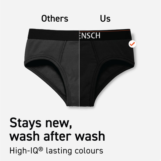 DaMENSCH Men's Brief | Basic Solid, Deo Cotton | Black Knight and Charcoal Dust - S