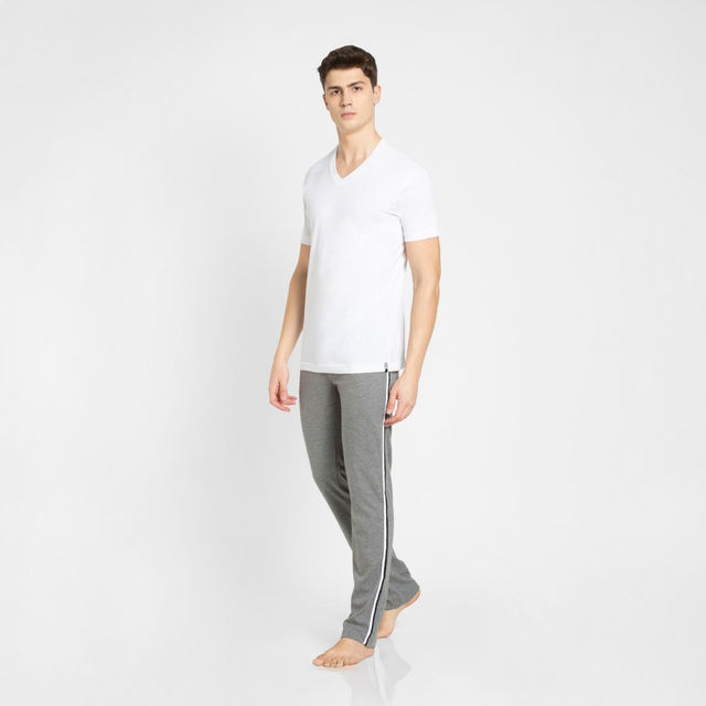 Jockey Men Cotton Rich V Neck Half Sleeve T-shirt | White - XL