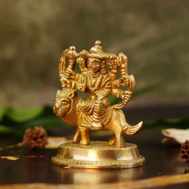 ServDharm Pure Brass Durga Idol