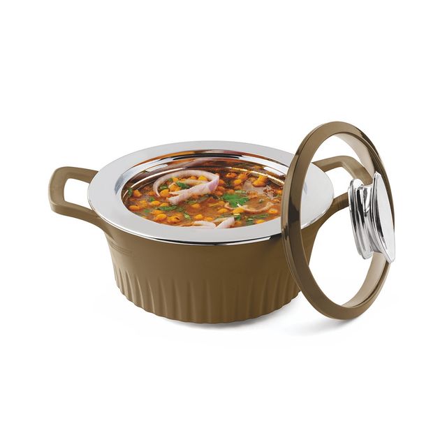 SignoraWare Master Lock Foodgrade Plastic Casserole | 1.5 Ltr | Brown