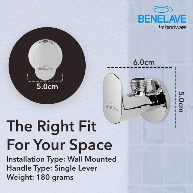Benelave By Hindware Volga Angle Valve For Bathroom & Kitchen | Brass With Chrome Finish