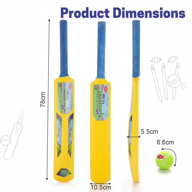 Aditi Toys Plastic Cricket Set For Kids With 1 Cricket Bat, 1 Tennis Ball, Cricket Kit For Kids 3+