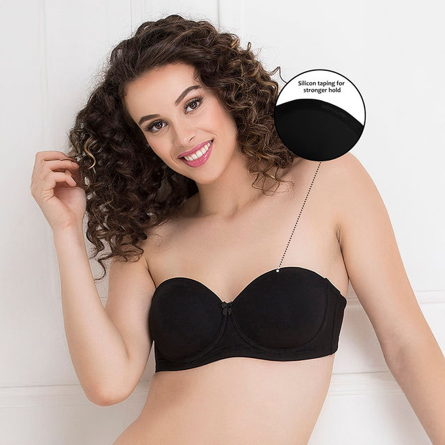 Clovia Women Padded Underwired Full Cup Multiway Strapless T-Shirt Bra - Cotton | Black | 34C