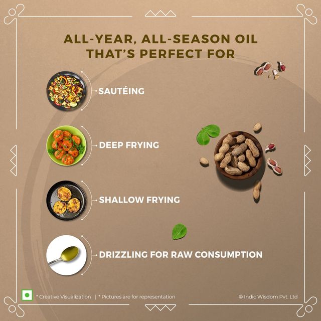 Indic Wisdom Wood Pressed Groundnut Oil | Cold Pressed - Extracted on Wooden Churner