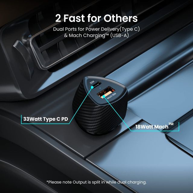 Portronics Car Power 16 Car Charger With Dual Output (Pd + Quick Charge)